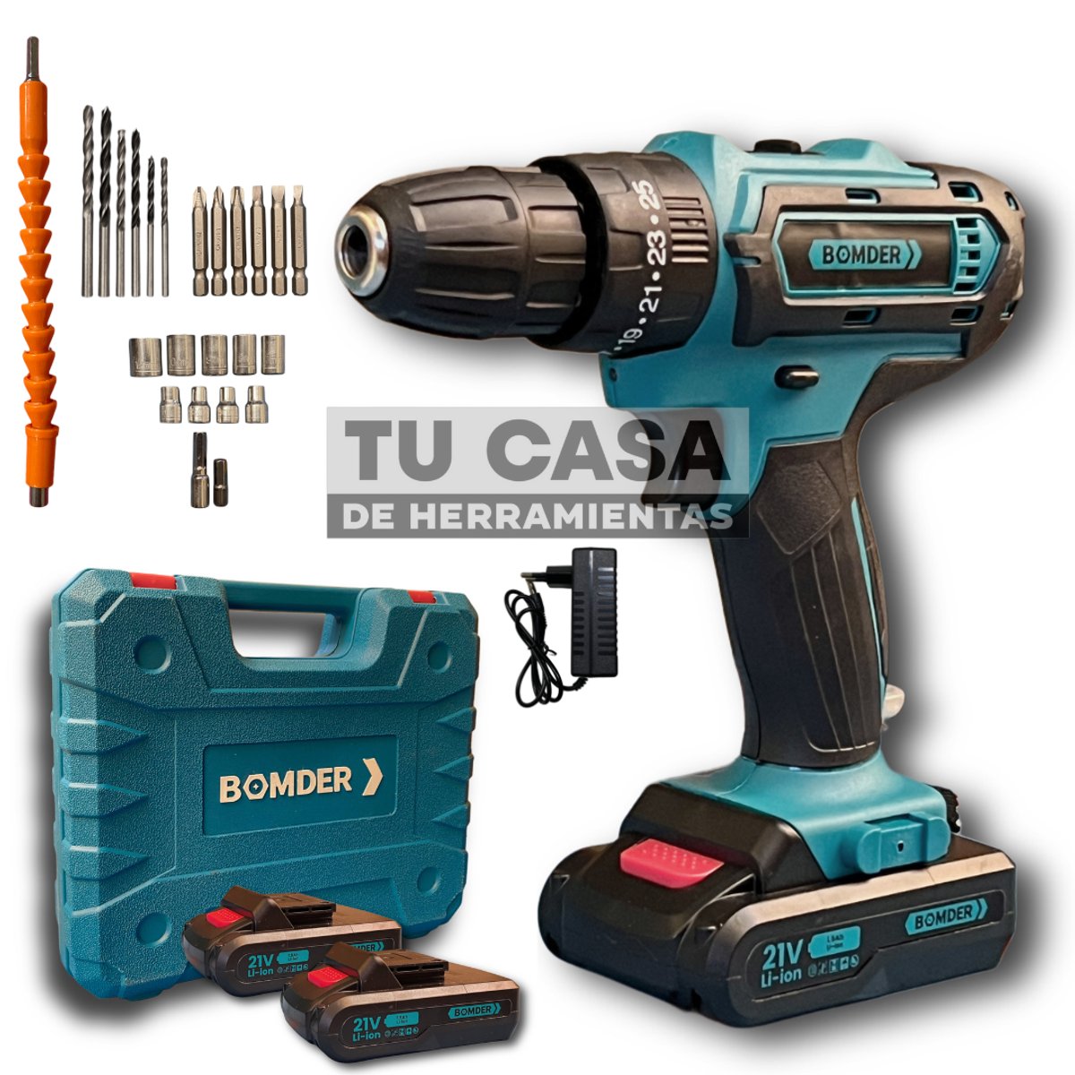 Taladro 21v c/carbón Bomder