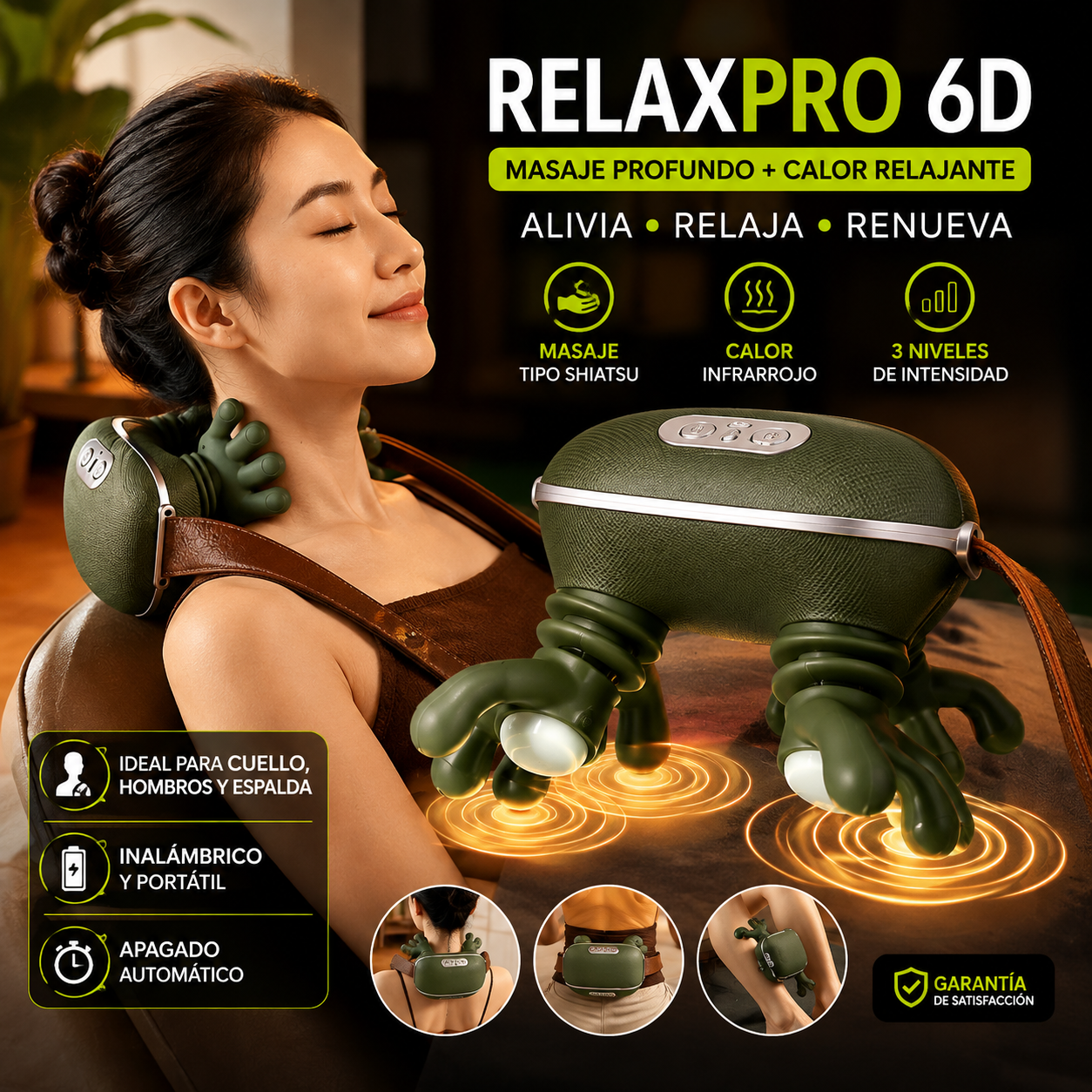 RelaxPro 6D™ | Masaje Profundo + Calor Relajante 🔥💆