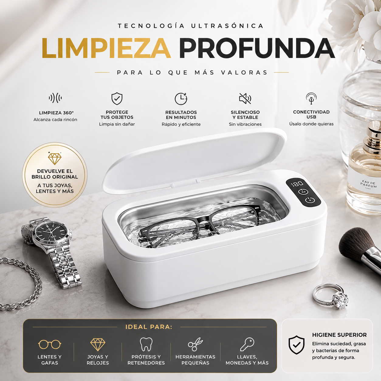 💎 SonicShine™ – Limpiador Ultrasónico Digital Premium 360° ✨