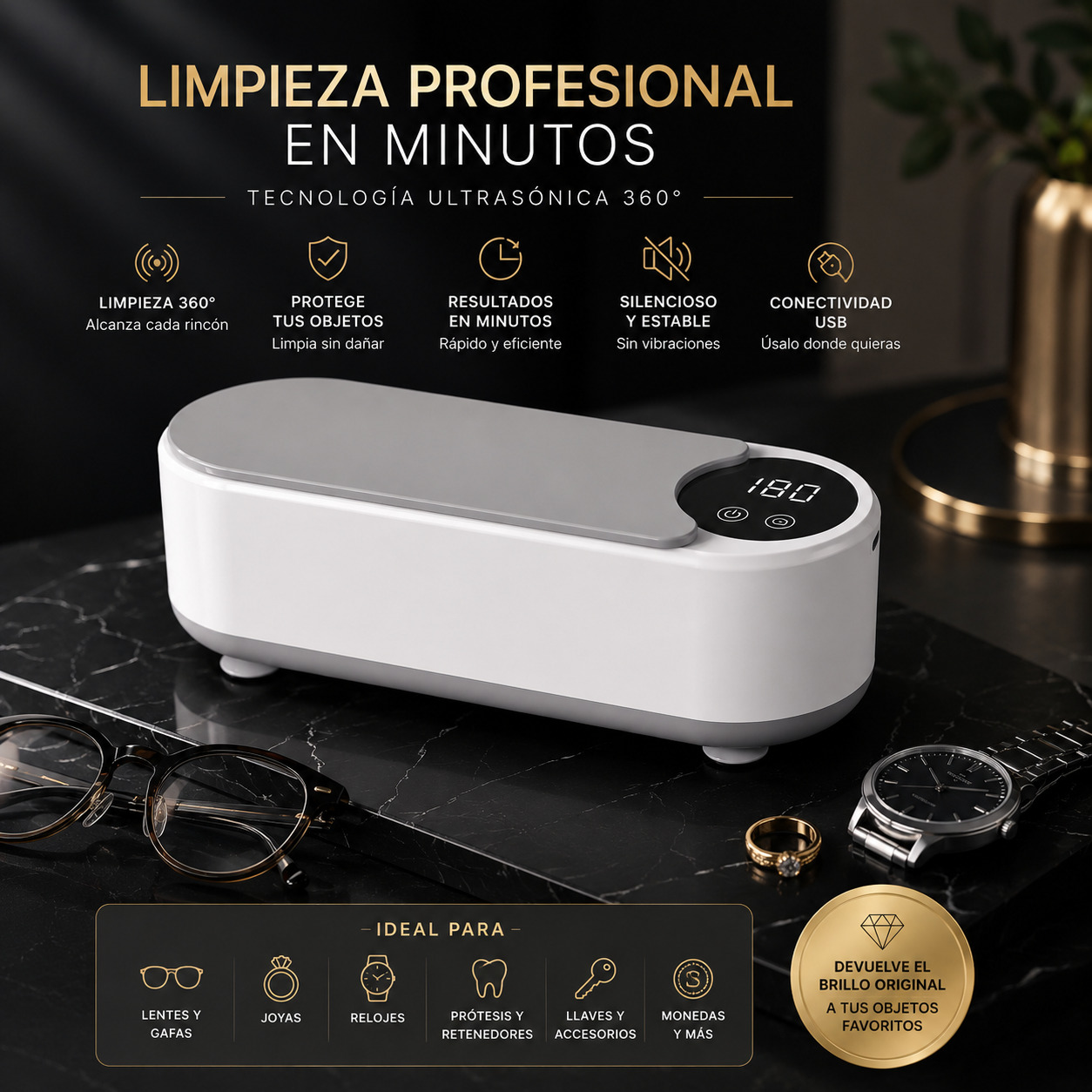 💎 SonicShine™ – Limpiador Ultrasónico Digital Premium 360° ✨