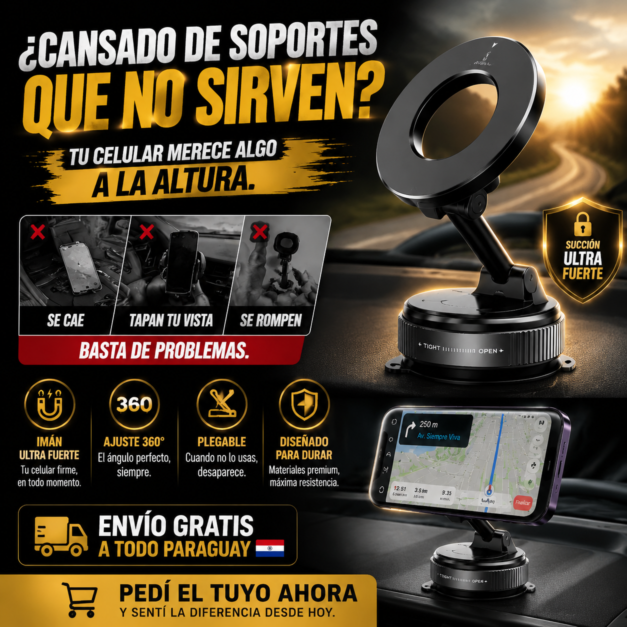 ✨Soporte MagnéticoPremium 360° | Máxima Estabilidad para tu Celular📲🚗