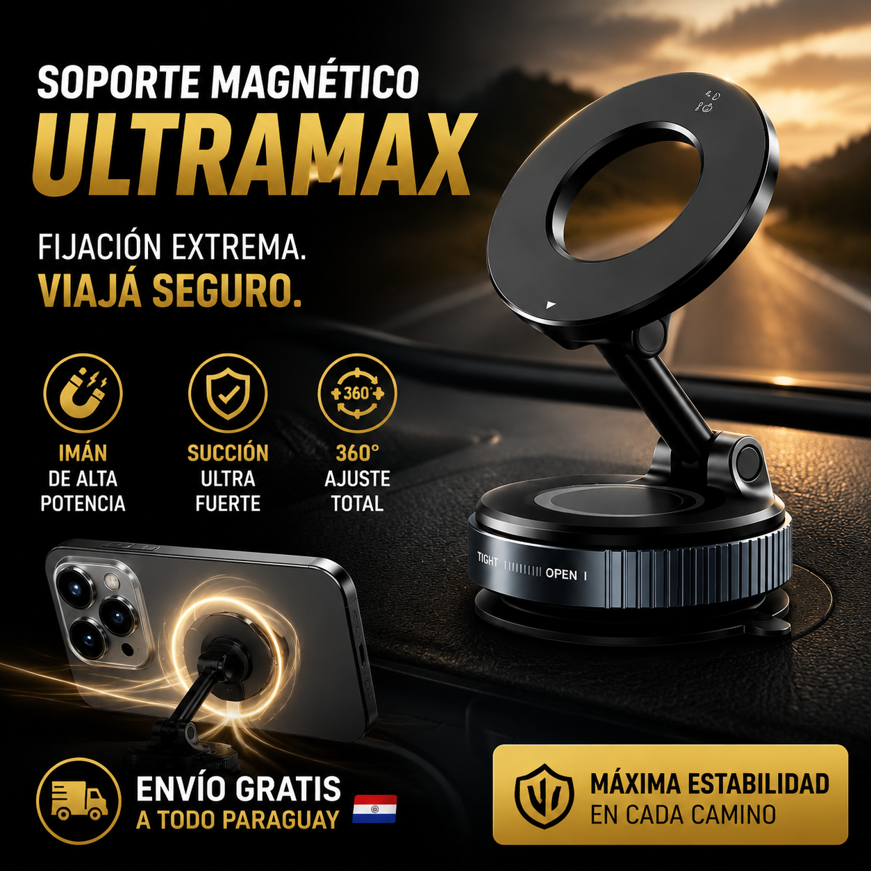 ✨Soporte MagnéticoPremium 360° | Máxima Estabilidad para tu Celular📲🚗