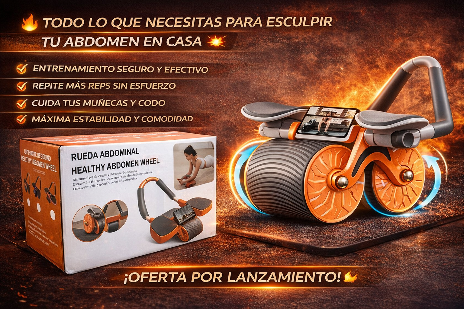 🔥 Rueda Abdominal Automática Pro con Rebote Inteligente 💪