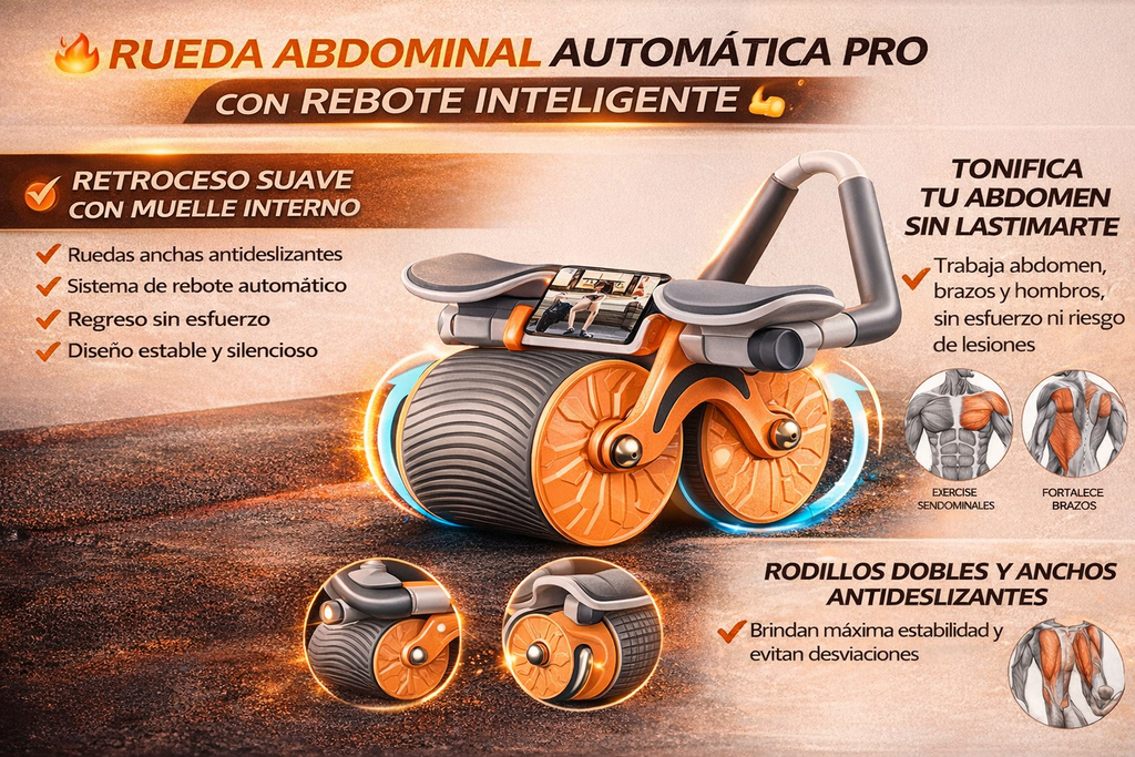 🔥 Rueda Abdominal Automática Pro con Rebote Inteligente 💪