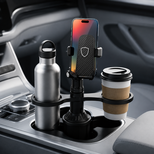 Combo Dúo Esencial para Auto: Carga Rápida 4 en 1 + Soporte 360° con Doble Portavasos🥤⚡