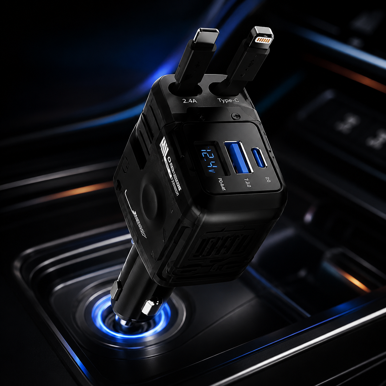 Combo Dúo Esencial para Auto: Carga Rápida 4 en 1 + Soporte 360° con Doble Portavasos🥤⚡