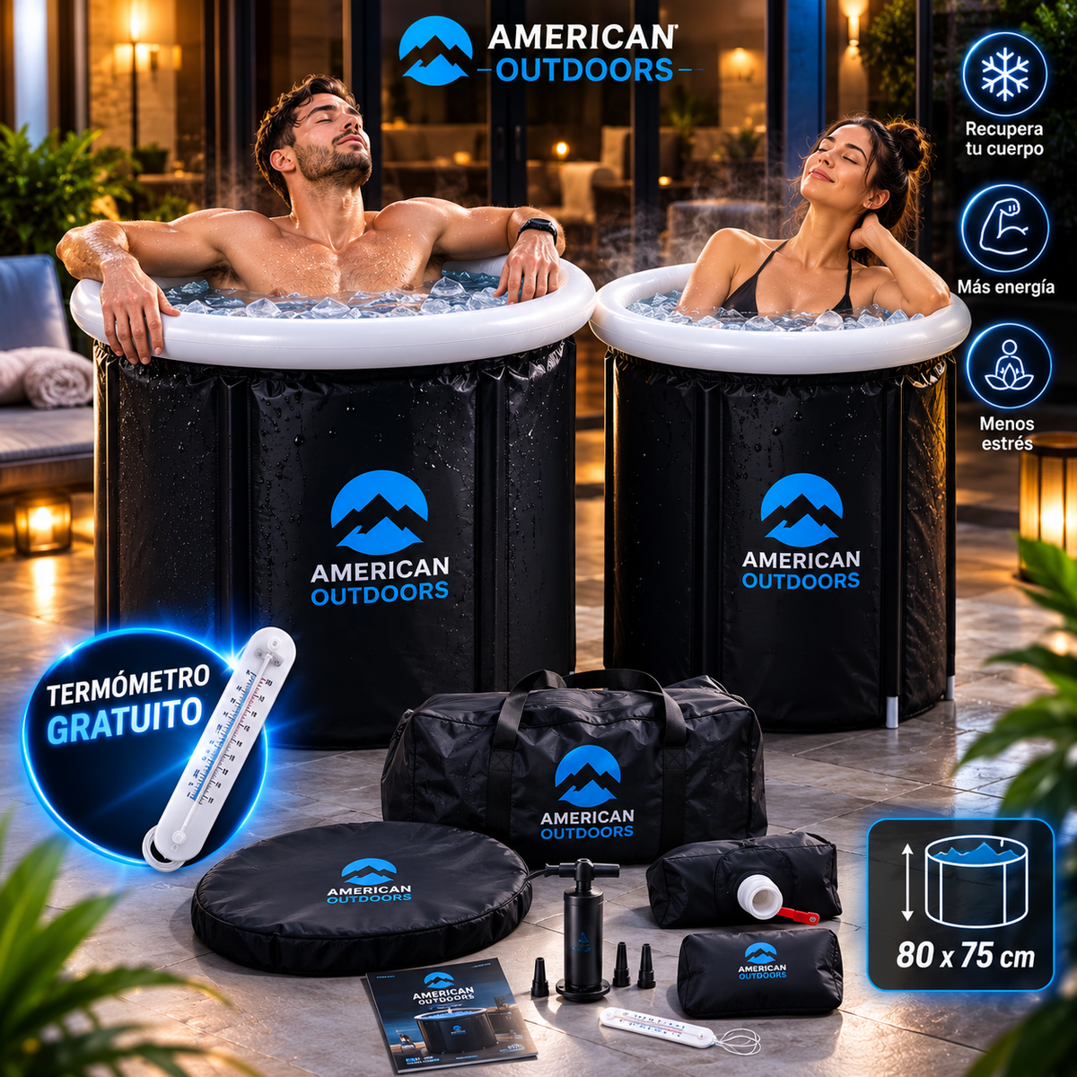 🧊 Tina de Hielo Portátil Crioterapia | Recuperación PRO + Termómetro GRATIS 🌡️