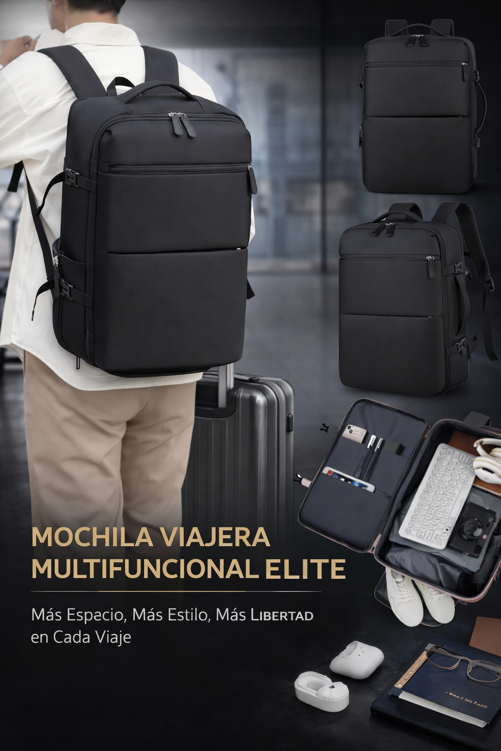 1️⃣ ✨ Mochila Viajera Multifuncional Elite: Más Espacio, Más Estilo, Más Libertad en Cada Viaje🧳