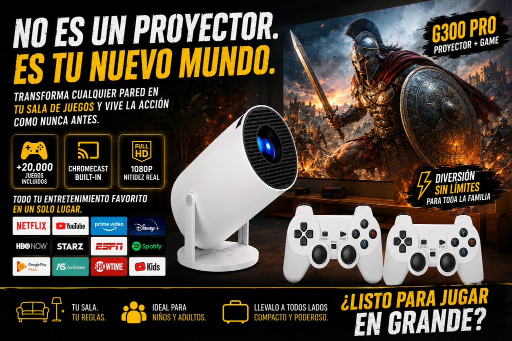 🎬 Proyector Inteligente HY-300PRO + GAME – Convierte Tu Casa en un Cine Gigante"