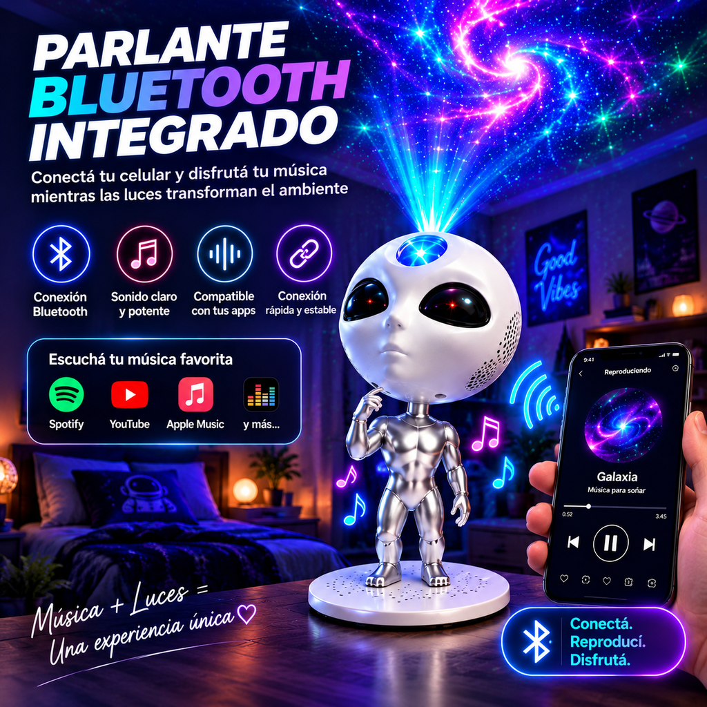 👽 Proyector Alienígena OVNI 360° 🌌 | Convertí tu Habitación en Otra Galaxia