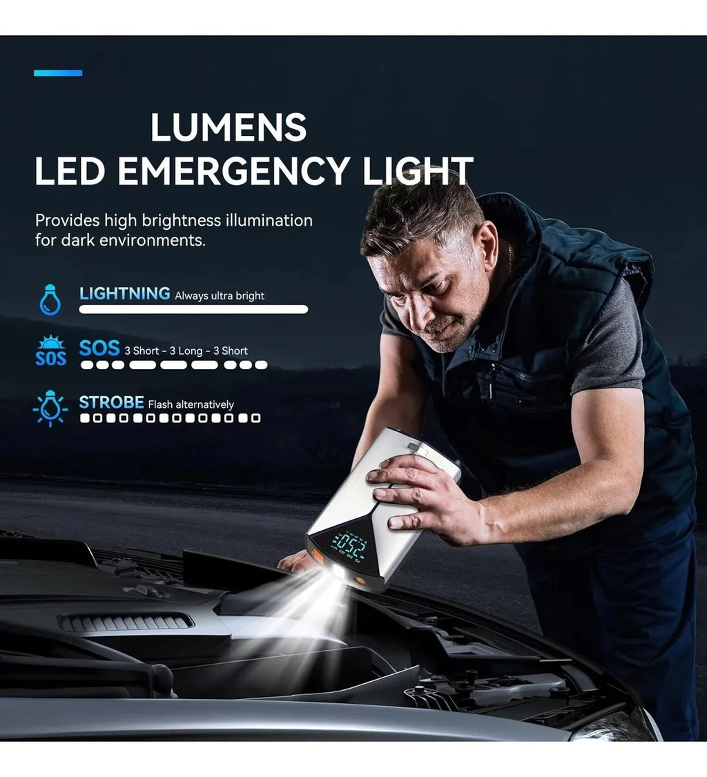 ⚡🚗 Arrancador de Batería + Compresor de Aire 4 en 1 – Seguridad Total en Cualquier Emergencia 🚗⚡