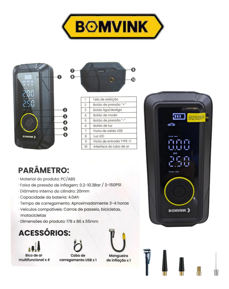 Compresor Digital Portátil BOMVINK