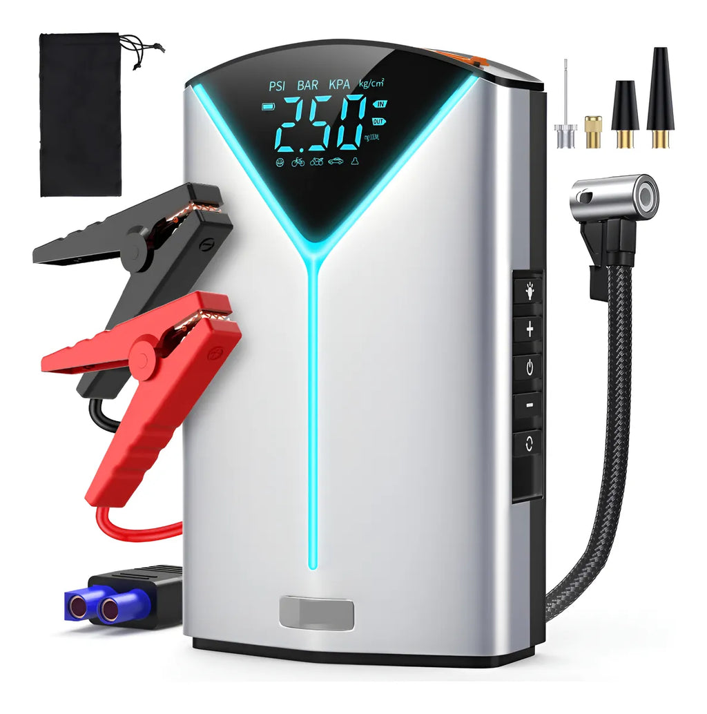 ⚡🚗 Arrancador de Batería + Compresor de Aire 4 en 1 – Seguridad Total en Cualquier Emergencia 🚗⚡