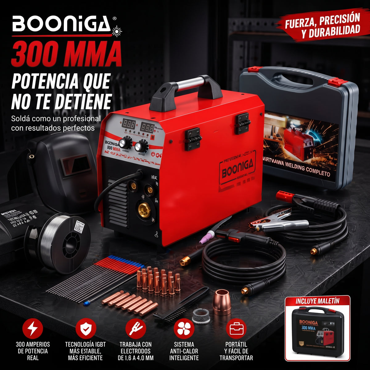 🔥 Soldadora BOONIGA MMA 300A – Potencia Profesional para Trabajos Exigentes ⚡