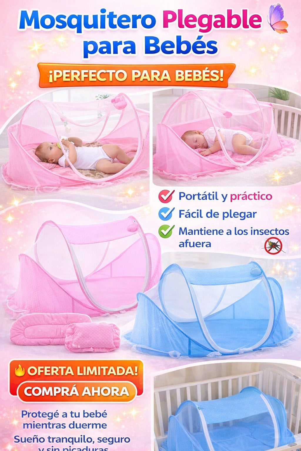 ✨ MOSQUITERO CUNA PORTÁTIL PARA BEBÉ - PRACTICIDAD, SEGURIDAD Y BIENESTAR🌙