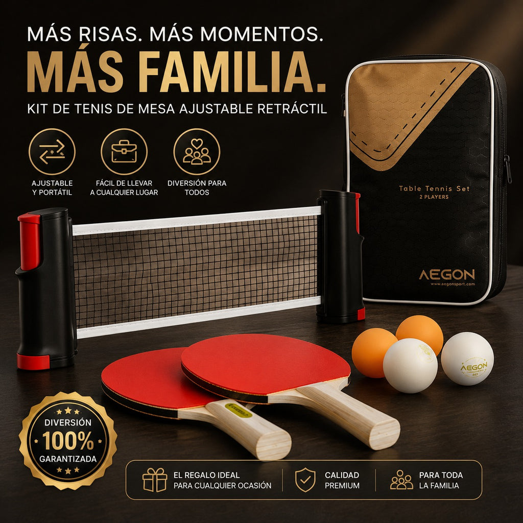 🎾Ping Pong Portátil | Red Ajustable para Cualquier Mesa + 2 Palas + 5 Pelotas🎁
